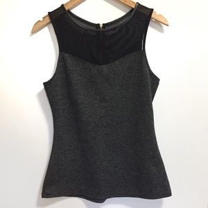 Express | Sleeveless Black Mesh Peplum Top | S